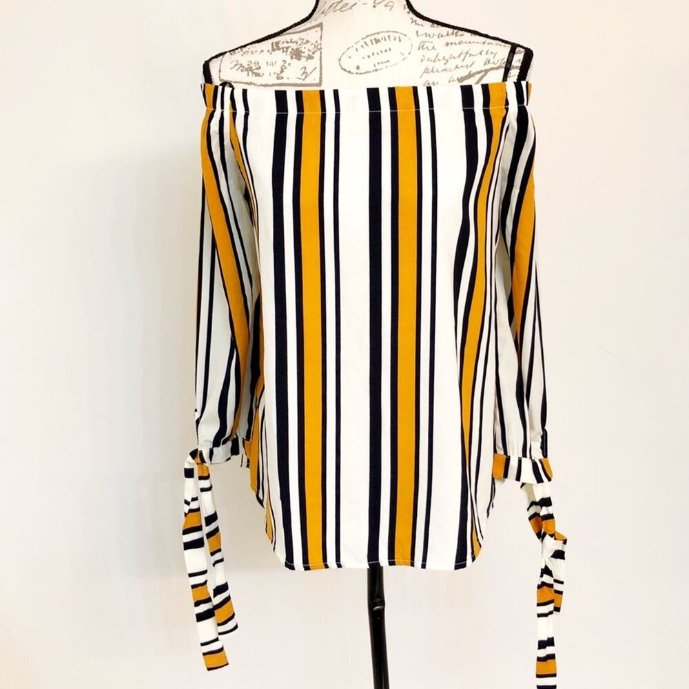 Sweet Wanderer Striped Off The Shoulder Blouse